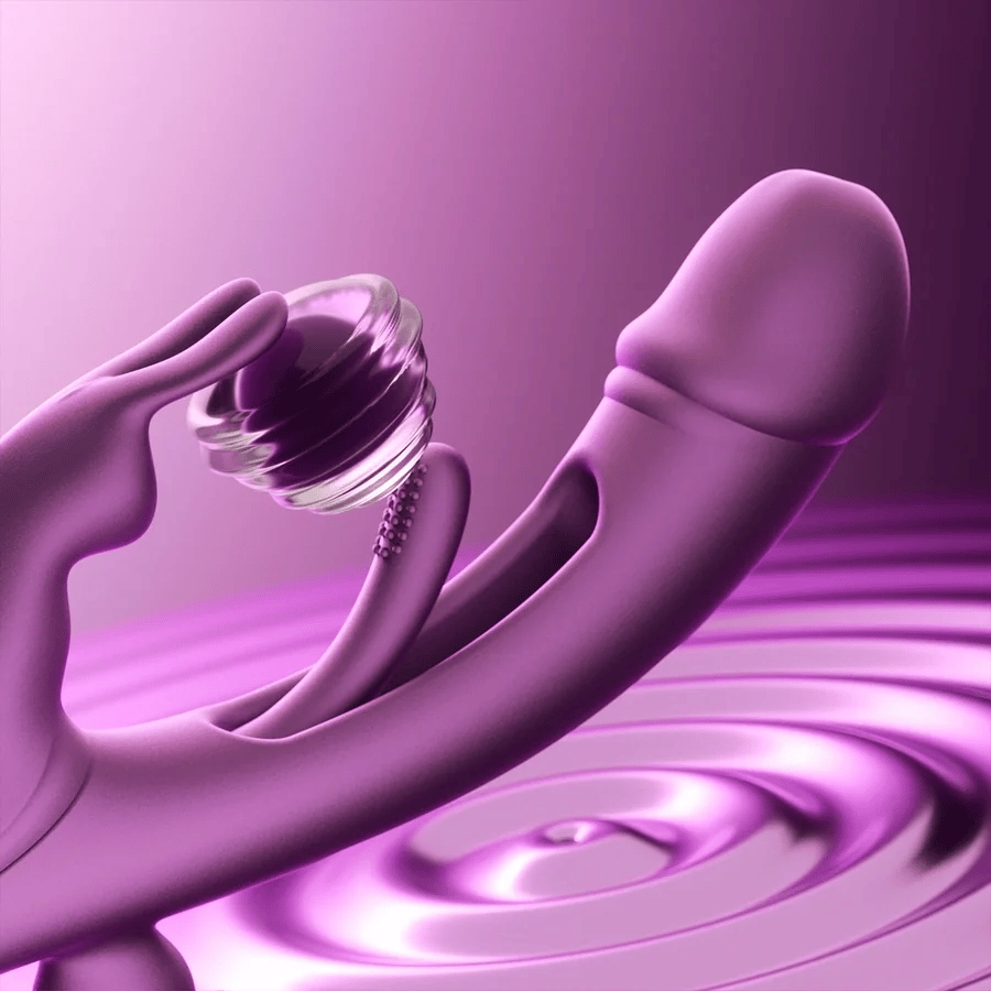 Purple Rabbit Vibrator with Anal Beads